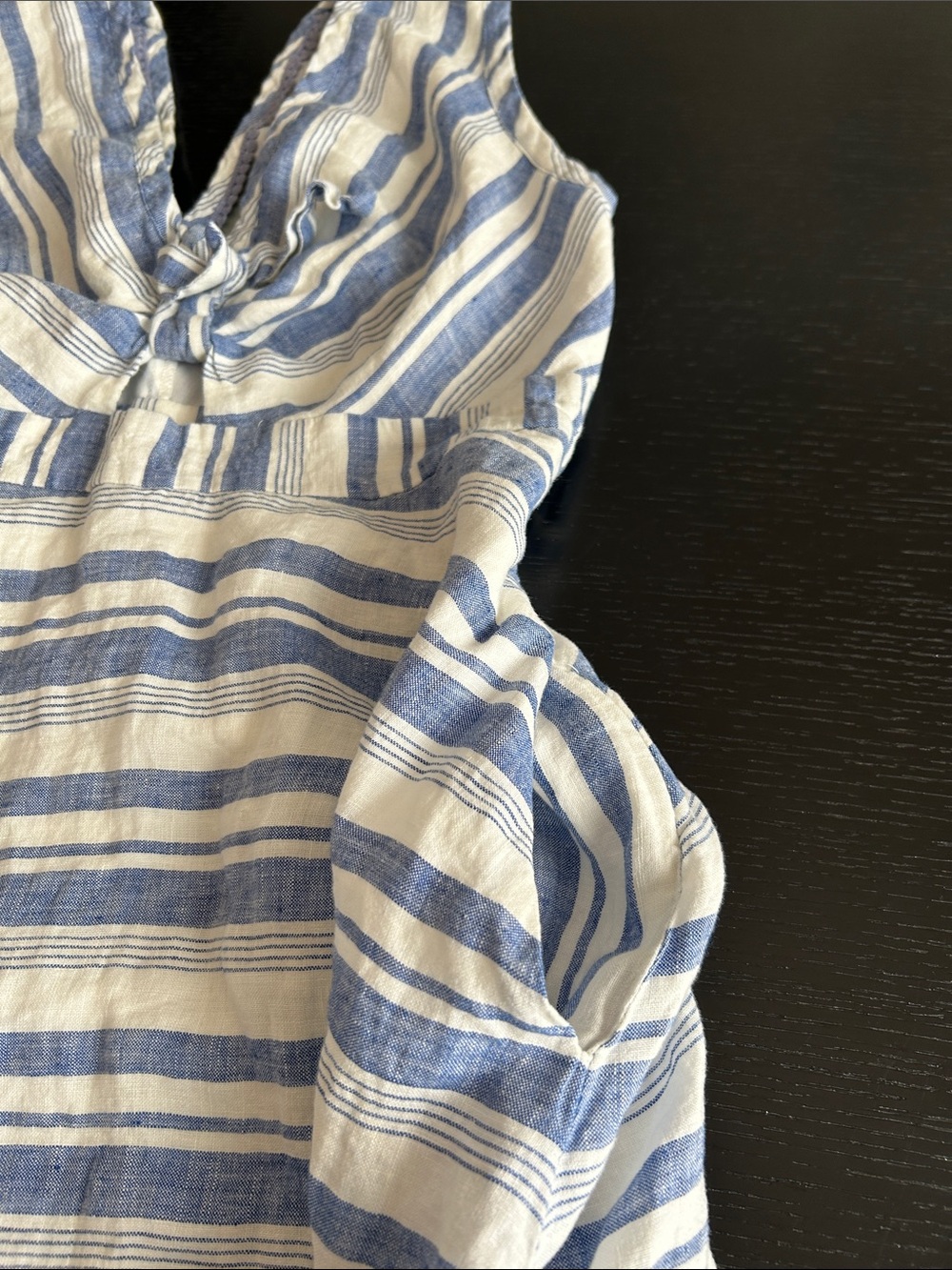 Maeve Blue and Cream Striped Tie-Front Midi Dress - Picture 14 of 16
